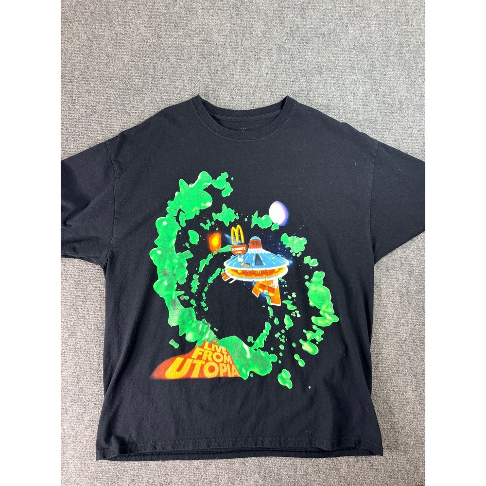 Travis Scott Cactus Jack McDonalds Mens T Shirt L Black Utopia‎ Graphic 2020